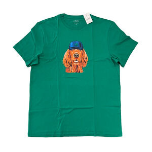 NWT J. Crew Men's Green W/St. Patrick's Day Dog Graphic T- Shirt - SIZE XL